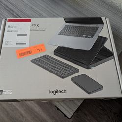 Logitech Casa Pop-Up Desk Work From Home Kit with Laptop Stand, Wireless Keyboard & Touchpad