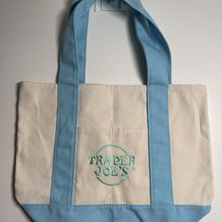Trader Joe's Mini Canvas Tote Bag Blue