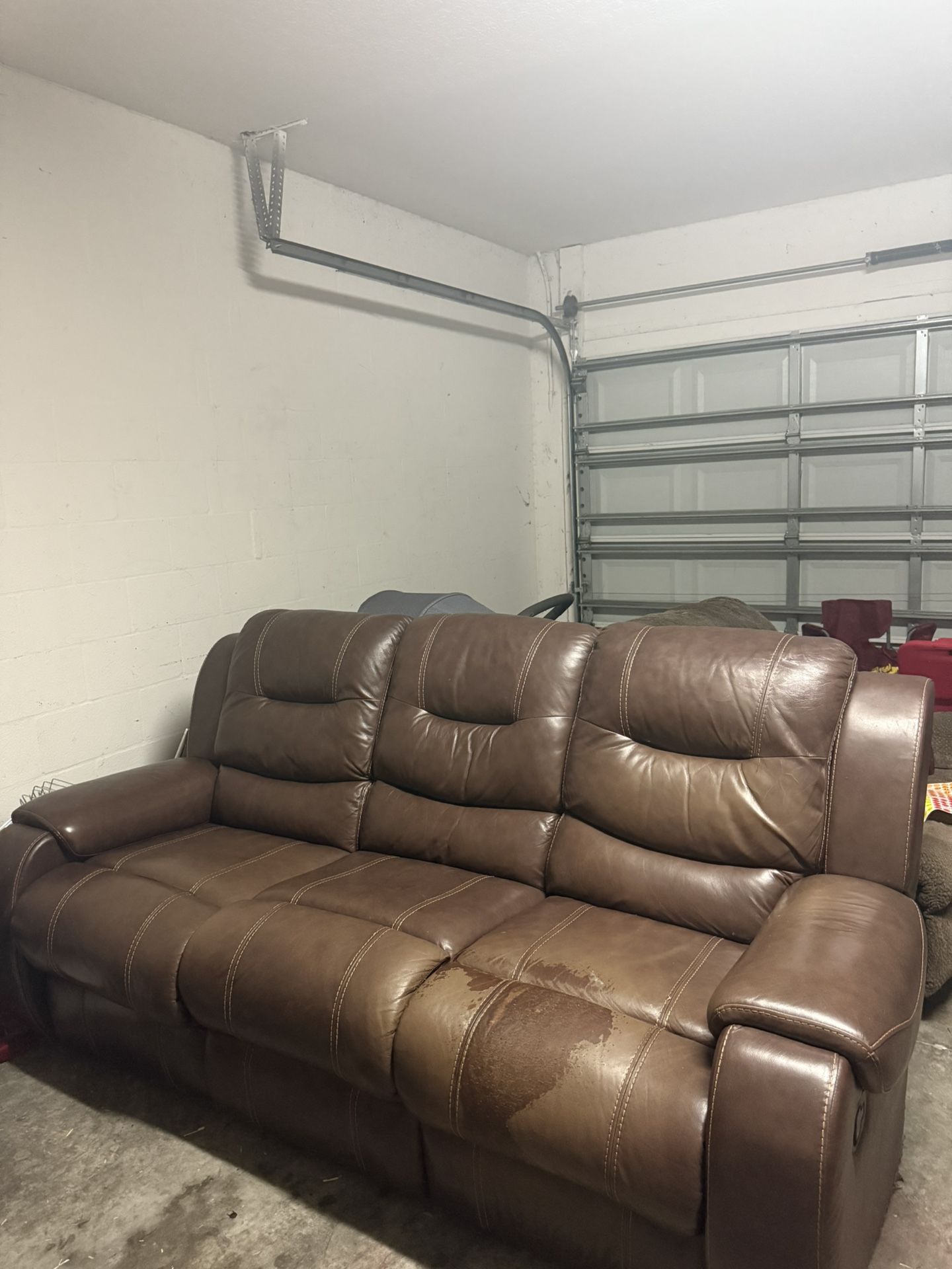 FREE Leather 3 Seat Reclining Sofa And Lazy Boy Recliner
