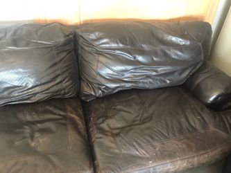 Brown leather couch and love seat. Must go!!!!!!