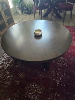 48” Oversized Round Wood Coffee / Cocktail Table – Dark Brown