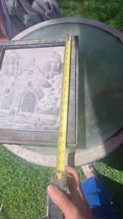 Cement painting with wood frame