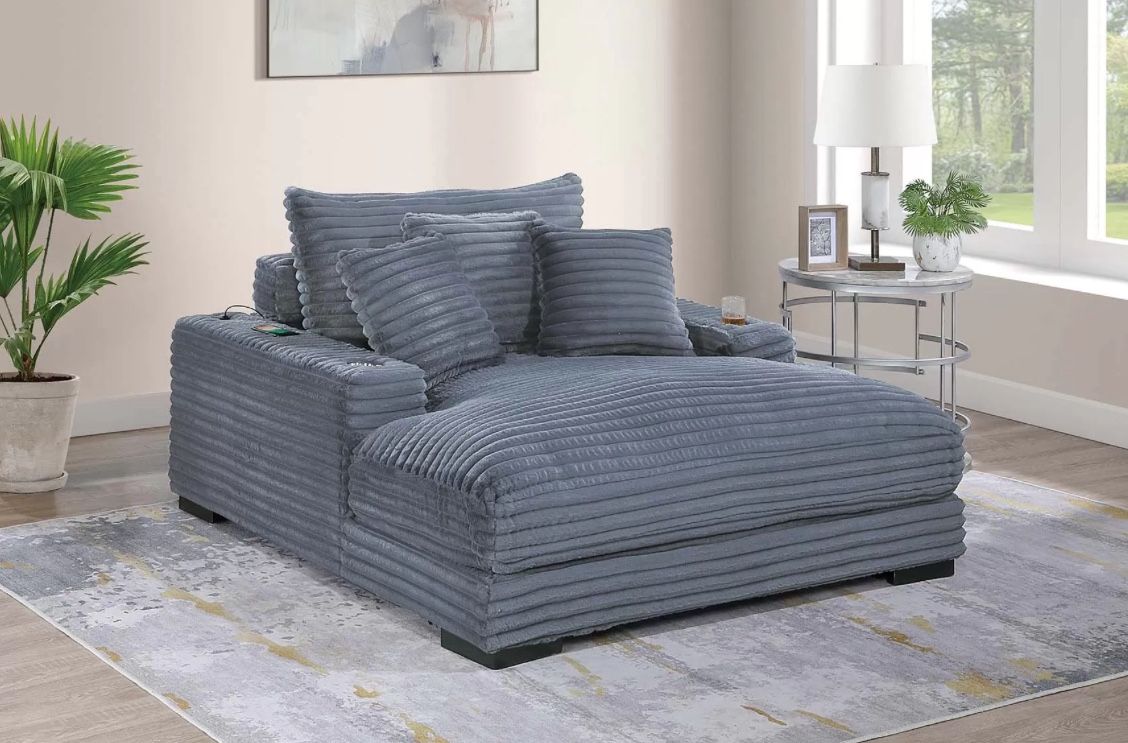 Chaise Lounge With Cup Holders Black Or Gray