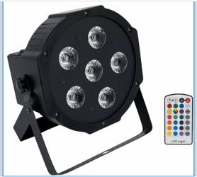 Par 6RF Black RGBWA, UV Wireless DMX LED Wash Light 15-Hour Rechargeable Battery, RF Remote Included, 6x6W LEDs, Sound Activated, Strobe, Dimmer, XLR 