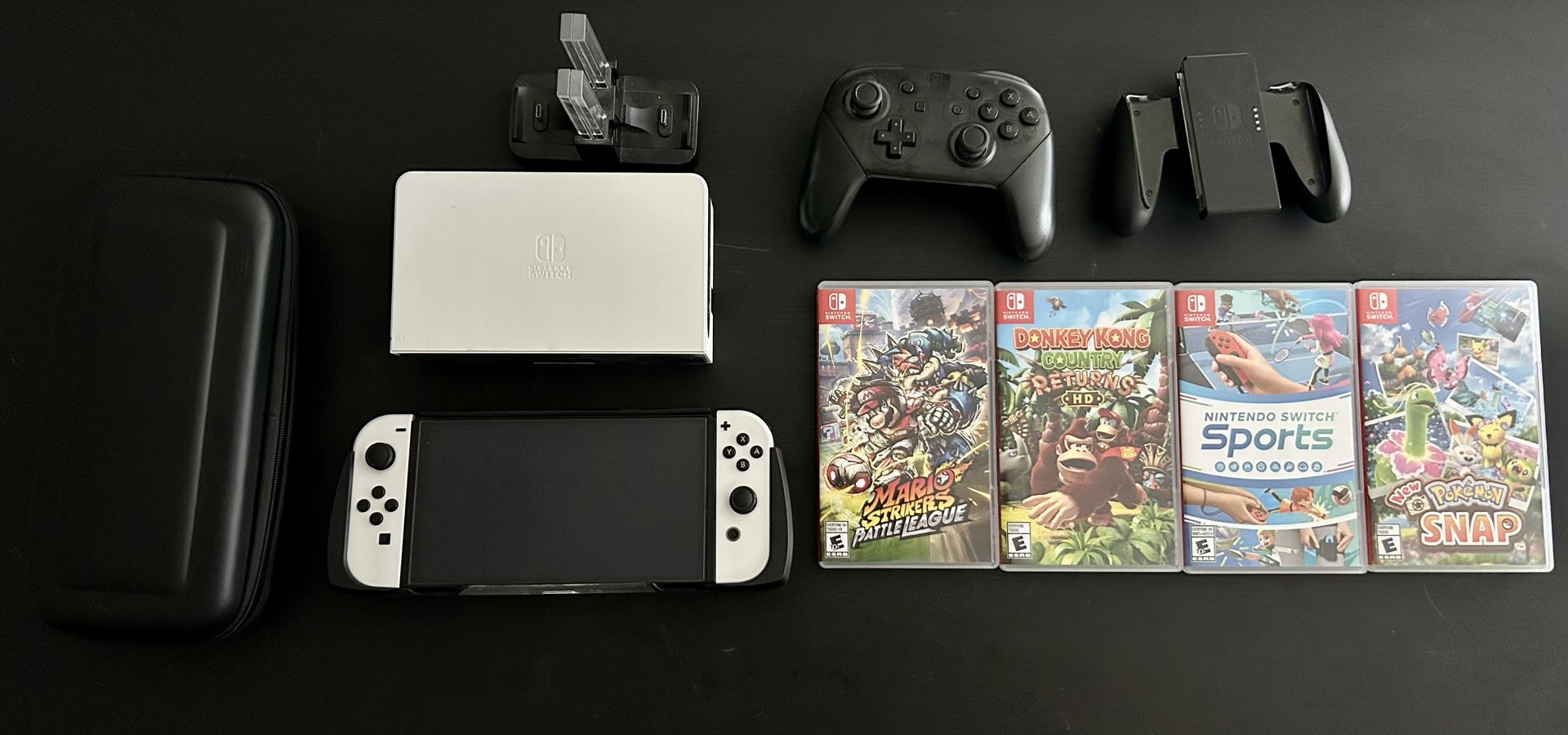 Nintendo Switch OLED + Extras Bundle — Dock, Pro Controller, Games & More