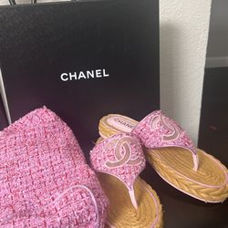 Chanel Straw Thongs