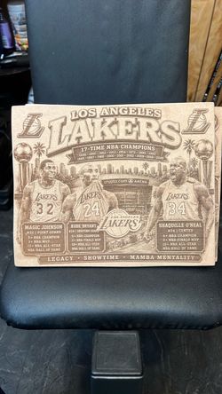 LA Lakers Legends Engraved Wood Plaque