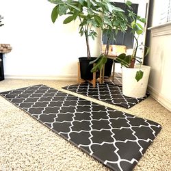 2 PC Black  Floor Mats Kitchen, Bathroom, Indoor/Outdoor, Decor
