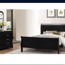 Modern Queen Size Black Complete Bedroom Set
