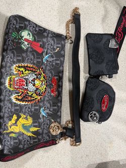 Ed Hardy Shoulder Bag with Coin Pouches