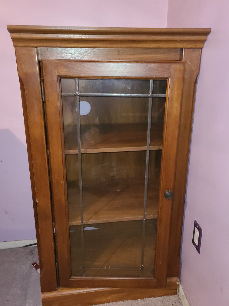 FREE dresser. Bedside Stand And 2 Wood Cabinets With Shelving And Glass Doors