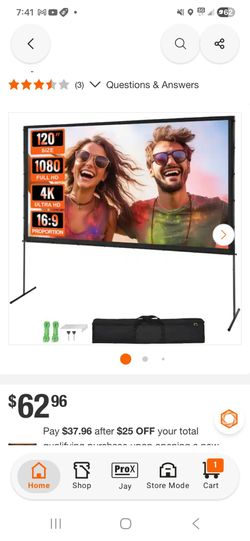 120-Inch Outdoor Projector Screen with Stand