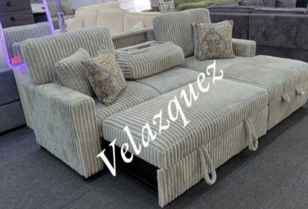 ✅️✅️2-Piece Convertible Sectional
Sleeper Sofa W/Fold-Down Table & Chaise Storage✅️✅️✅️