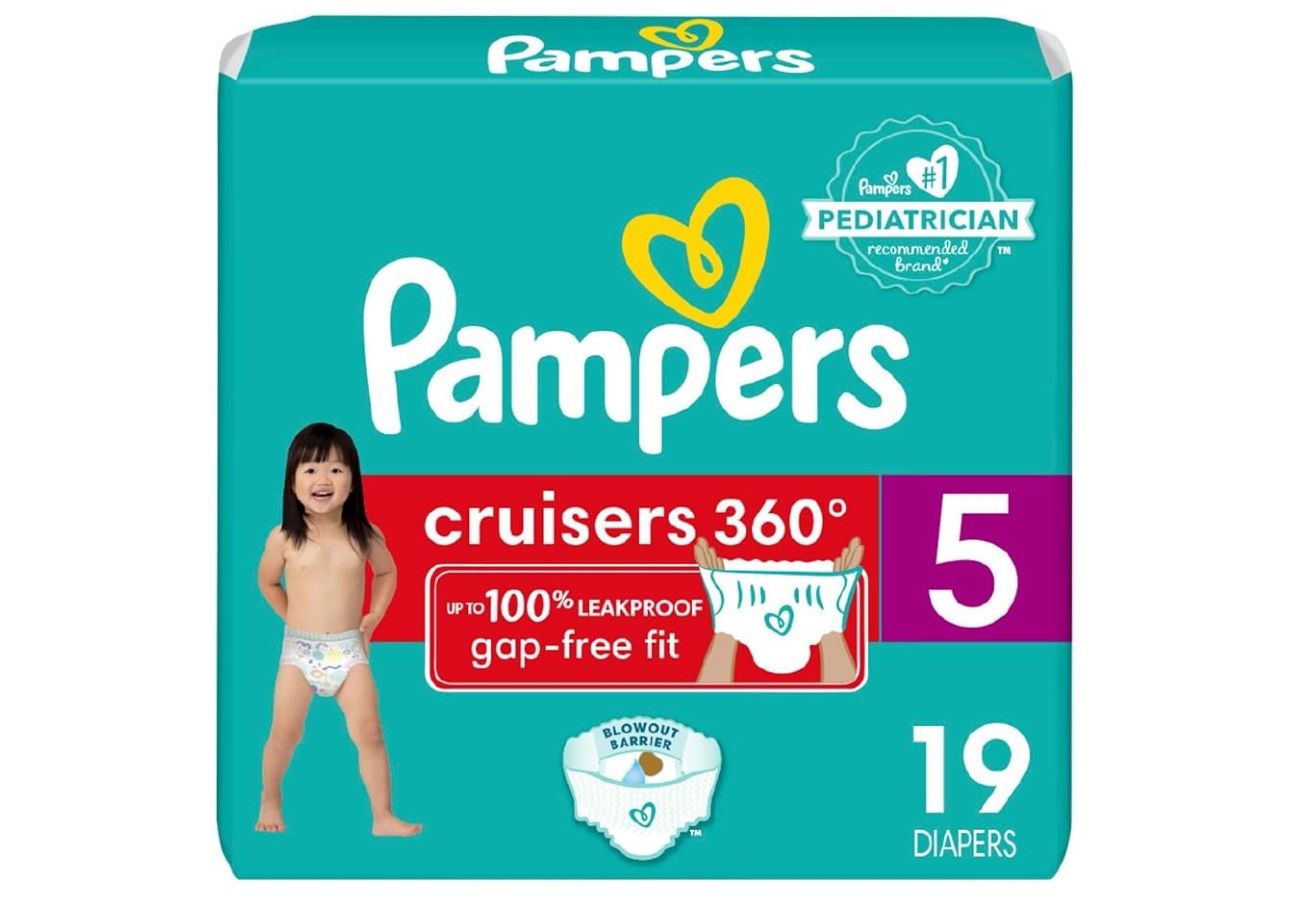 4 Bag x Pampers Diapers - Cruisers 360 - Size 5, 19 Count, Babyproof up to 100% Leakproof Pull-On Diaper