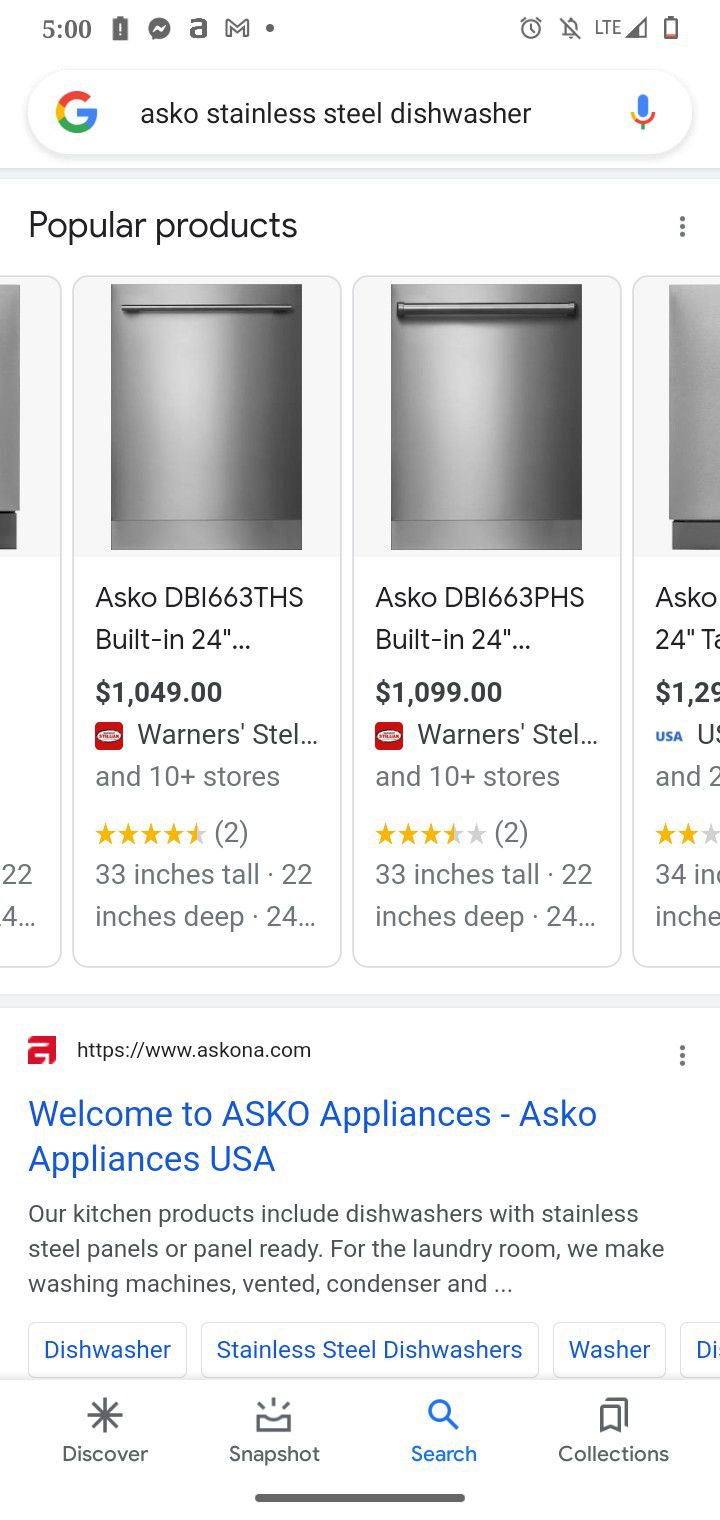 Asko Stainless Steel Dishwasher