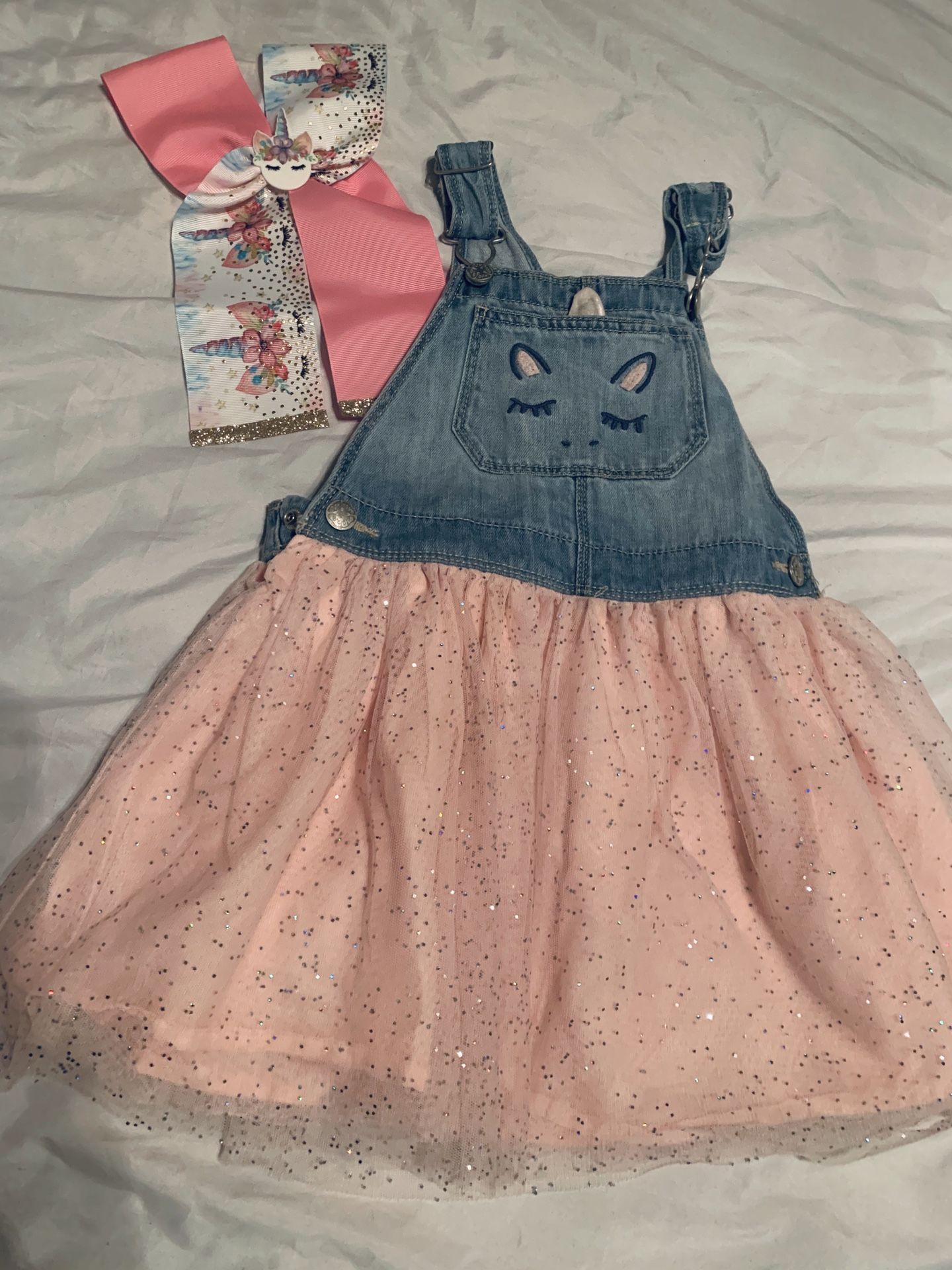 Girls Unicorn Dress w/hair bow 