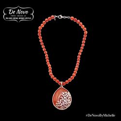 Vintage Whitney Kelly Carnelian Beaded Necklace 925 China Silver Clasp w/Removable Floral Pendant