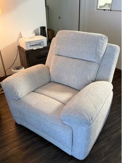Large Beige Fabric Electric Recliner with USB & Type-C Ports