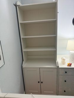 White Bookcase with Cabinet Doors
