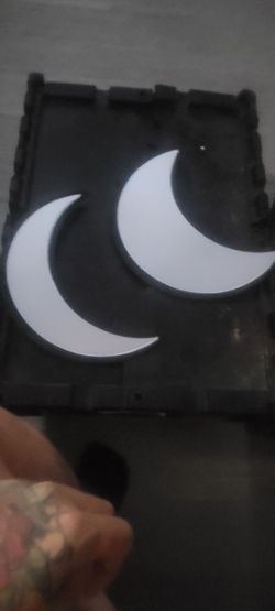 Black Panel with White Crescent Moon Designs mirrors