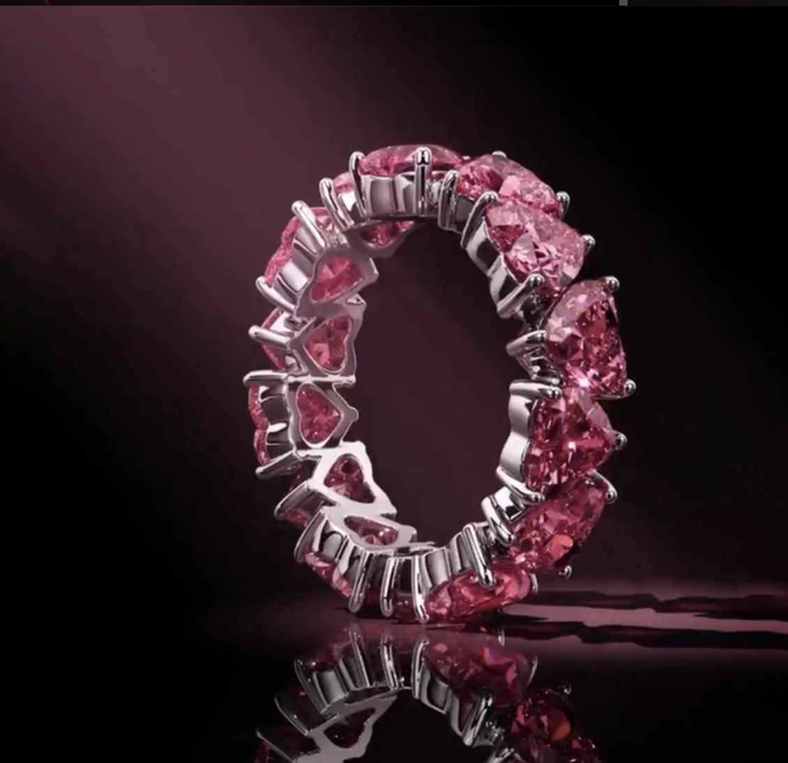 New Size 7 Ruby heart cut eternity band