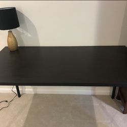 Adjustable IKEA Black LINNMON Tabletop / OLOV LEGS