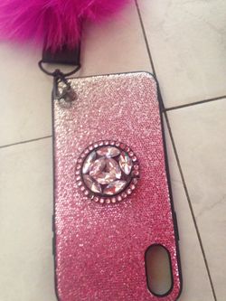 Pink Sparkly Phone case with wristlet iphone x