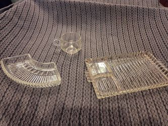 Vintage crystal appetizer dishware