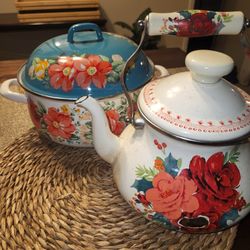 Used Pioneer Woman Tea Kettle+Pot