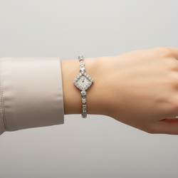 14K White Gold Bulova 17 Jewel Manual Wind Dress Women's Diamond Wristwatch - 1.79ct