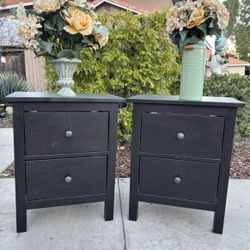 Black Solid Wood Hemnes Dresser Chest of Drawers Nightstand Furniture Set 