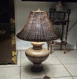 Wood Crafted Wicker Lamp