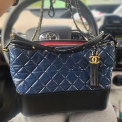 Chanel Gabrielle Small Navy Calfskin Leather Shoulder Bag

