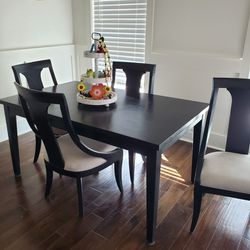 Wood Table And 4 Sling Back Chairs
