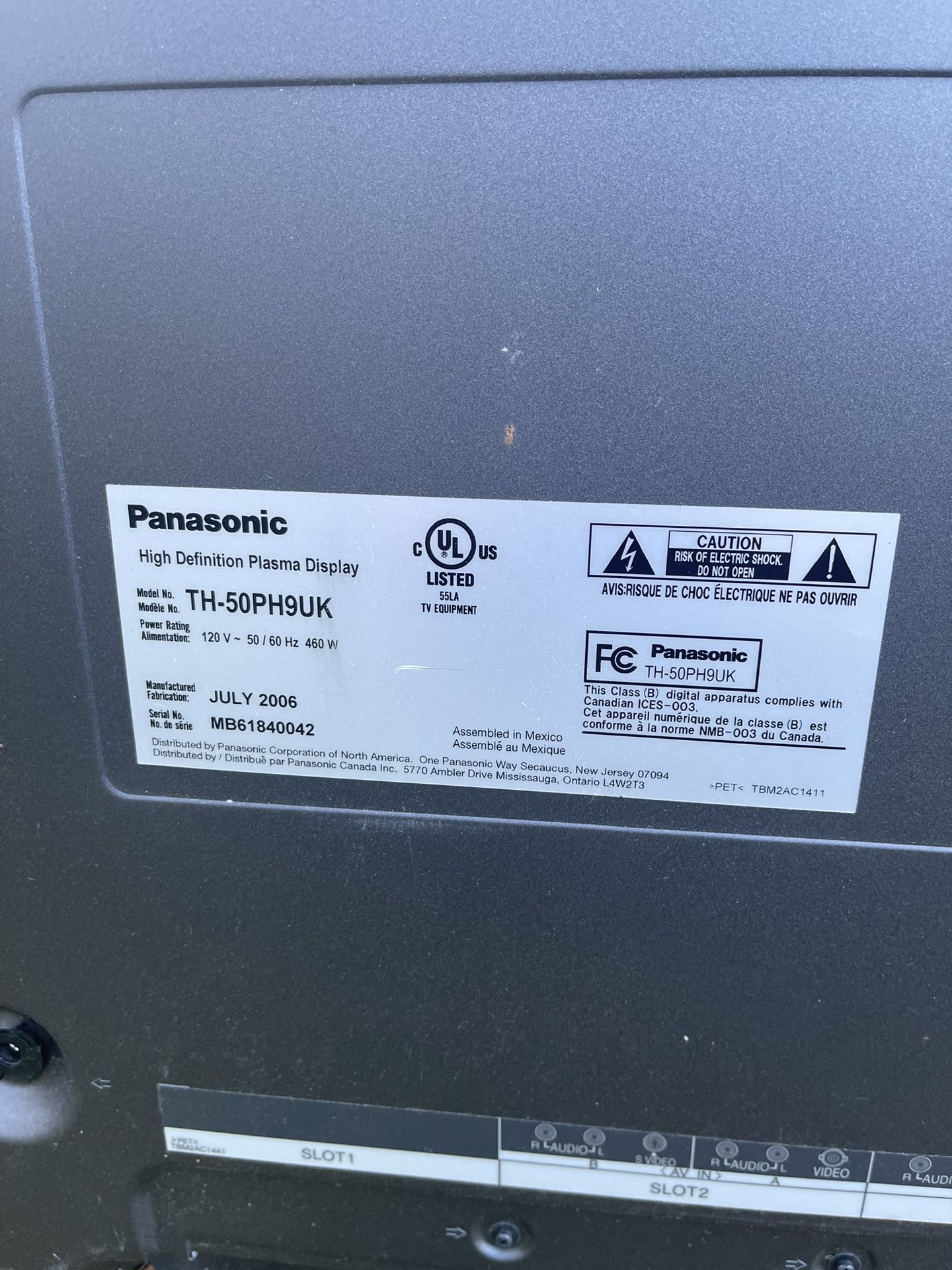 FREE. Panasonic High definition plasma Display. Commercial Use