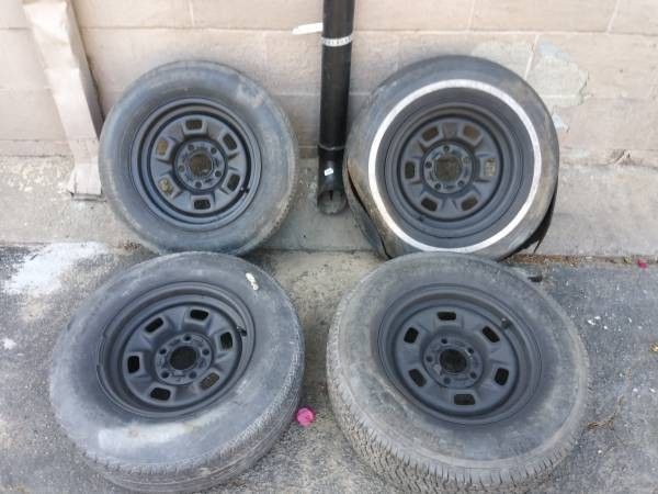 14 inch steel rally rims from a chevy Car, 5 on 4.75 lugs for Sale in ...