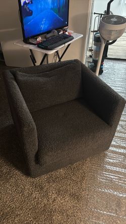 Dark Gray Boucle Accent Chair