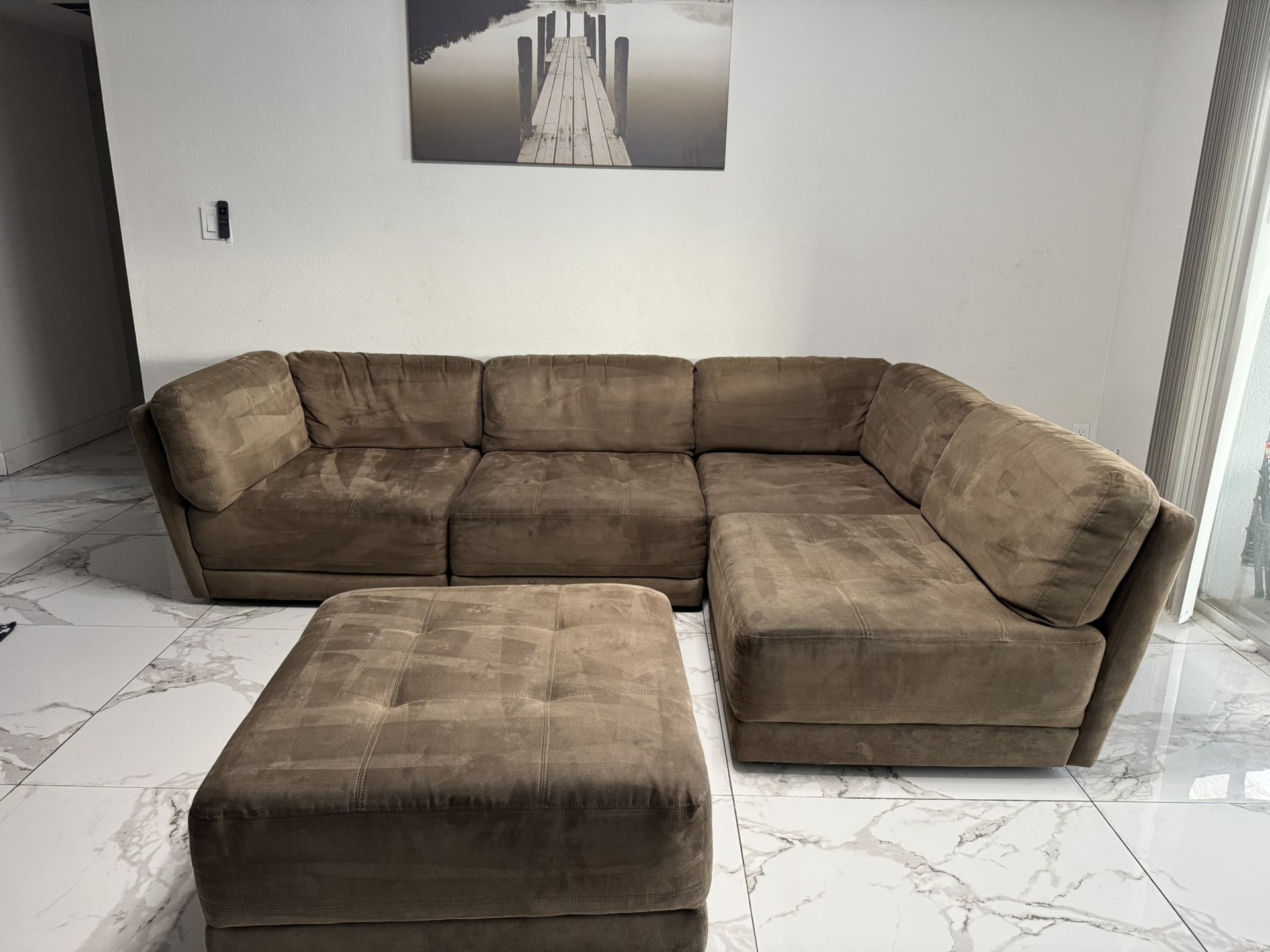 Modular Brown Sectional Sofa Couch Sala Low Profile 