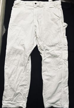 38 x 30 Vintage White Dickies carpenter pants with paint marks workwear baggy but tight very good texture #vintage #dickies