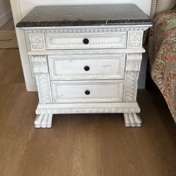 Pair Wonderful Stone Top End Tables