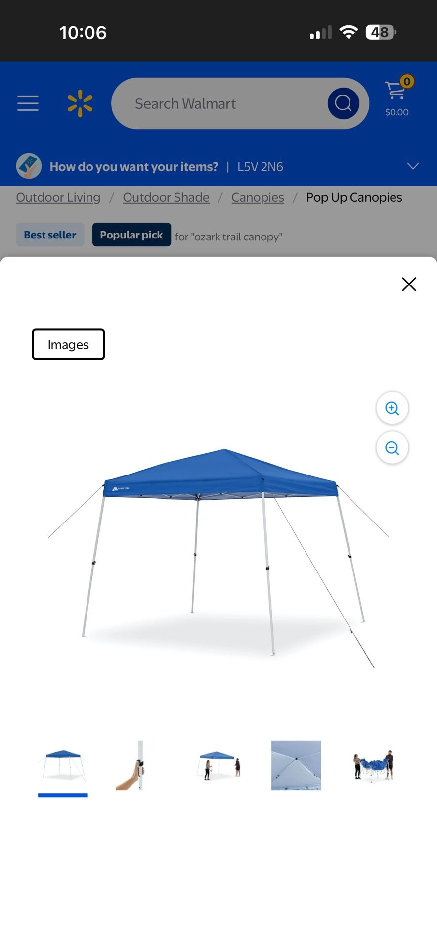 Ozark Trail 10' x 10' Instant Slant Leg Canopy
