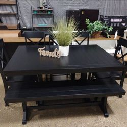 Beautiful Black Farmhouse Dining Set (New)