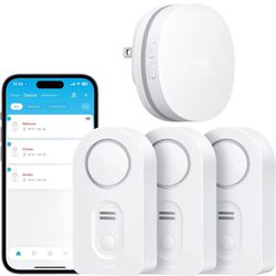Govee WiFi Water Sensor 3 Pack, Water Leak Detector 100dB Adjustable Alarm and App Alerts, Leak and Drip Alert with Email, Wireless Detector for Home,