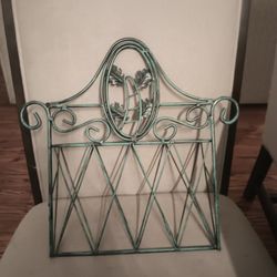 14 X 14 Green Wrought Iron Magazine/ Letter Rack