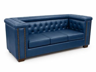Blue Custom Leather Sofa