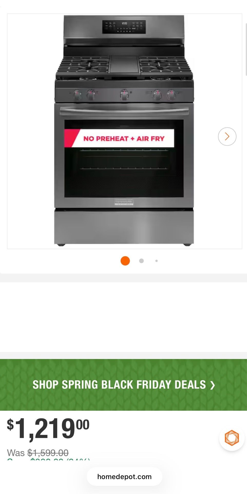 Frigidaire Stove air fryer oven