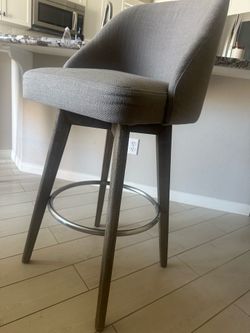 Set of Four - Gray Upholstered Swivel Bar Stool