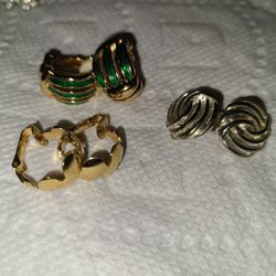 3 pair costume gold Earrings 