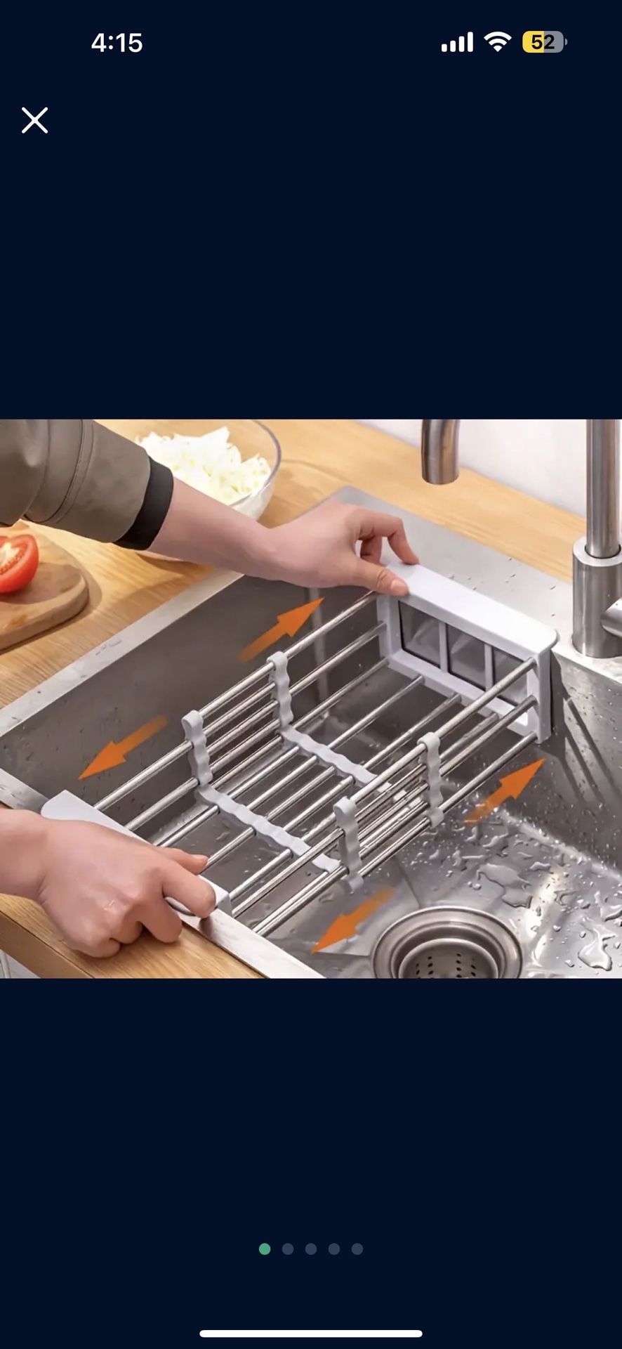 Brand New 1pc Expandable Stainless Steel Kitchen Sink Organizer Rack, Adjustable Over-the-Sink Dish Drainer with Drainboard - Multi-Compartment Storag