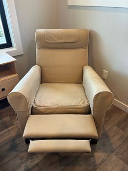 Beige Upholstered Recliner Chair